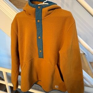 Cozy Orange northface Fleece Hoodie with Blue Accents XL